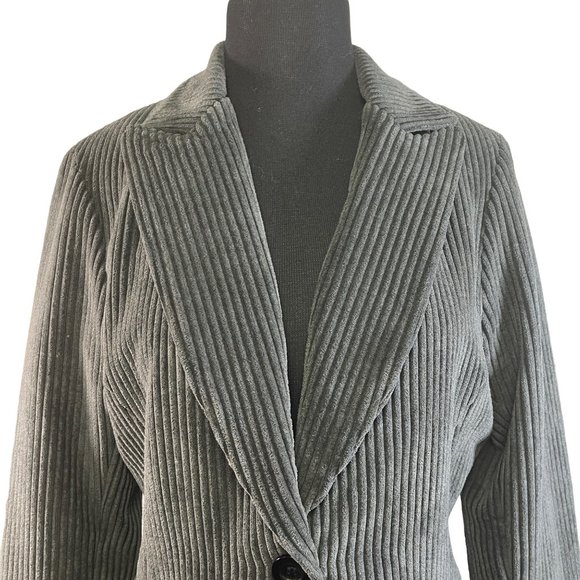 Six Degrees  Size Medium Super Soft Dark Gray Corduroy Blazer Jacket - Picture 2 of 7